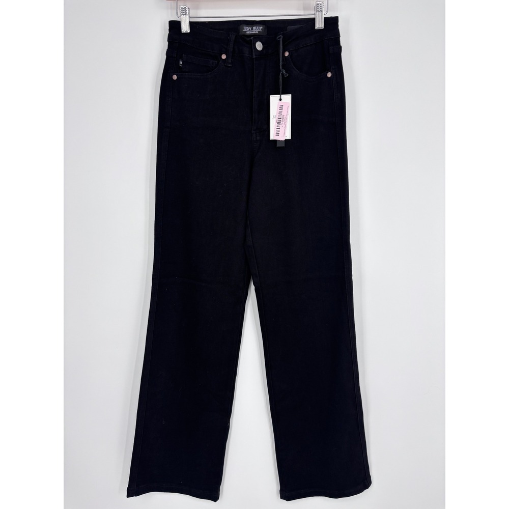 Judy Blue High Waist Tummy Control Straight Fit Jeans Womens 7/28 Black Stretch